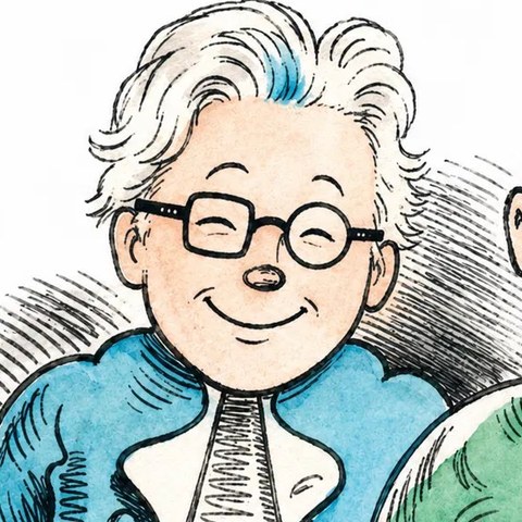 Mark Finnern als Zeichnung im Stil von Wilhelm Busch